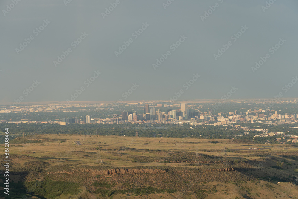 Naklejka premium view of Denver Colorado cityscape from the foothills
