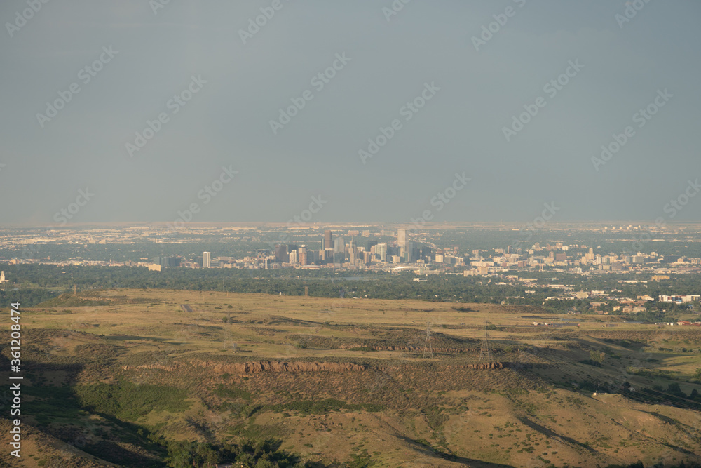 Naklejka premium view of Denver Colorado cityscape from the foothills