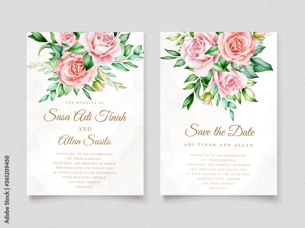 watercolor floral wedding invitation card