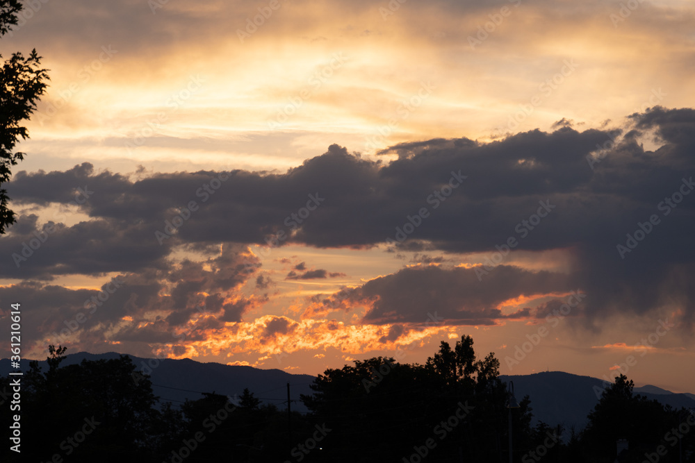 Sunset over the mountains from Denver (arvada) Colorado