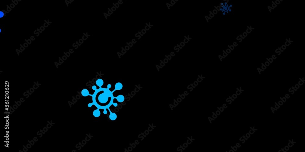 Dark blue vector background with covid-19 symbols. Dark blue vector background with covid-19 symbols.