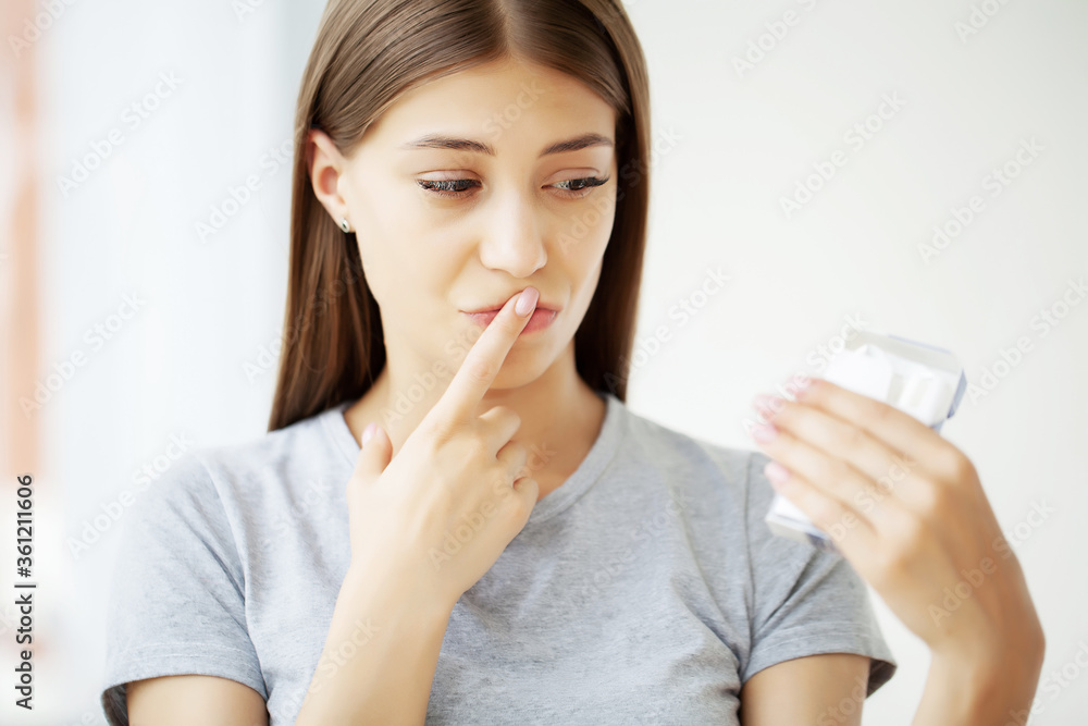 Stop smoking, a young woman communicates her position about the harmfulness of cigarettes Stop smoking, a young woman communicates her position about the harmfulness of cigarettes