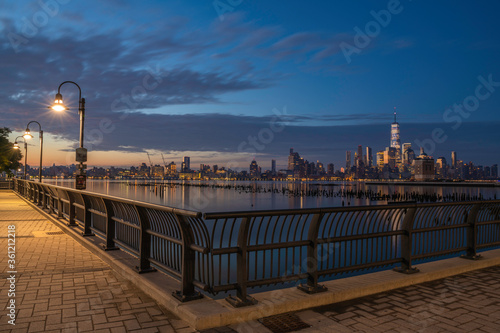 Beautiful sunrise over New York City wived from Hoboken, New Jersey