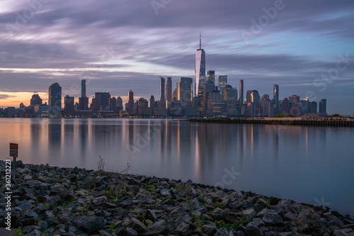 Beautiful sunrise over New York City wived from Hoboken, New Jersey photo