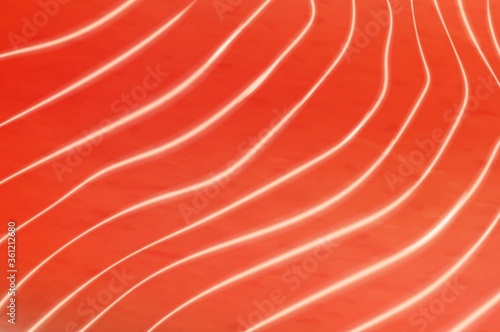 Salmon or trout fish meat fillet texture background. Vector fillet texture with white streaks, realistic raw salmon meat closeup view. Sushi or sashimi japanese food cooking ingredient