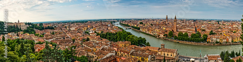 A wide panorama of Verona and the Adige river in Tuscany Italy