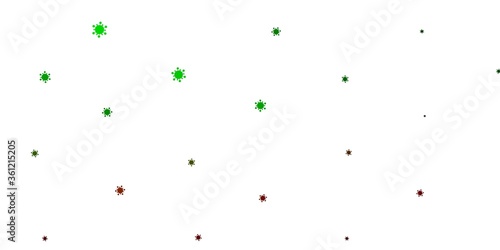Light green, red vector pattern with coronavirus elements.