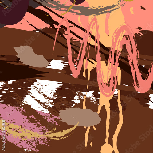 Abstract colourful brown hand drawn and paint brush, flick colour pattern background. create nice brown splash colour and painting for your design