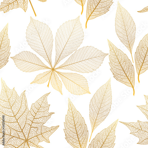 Seamless pattern with leaf veins. Vector illustration.