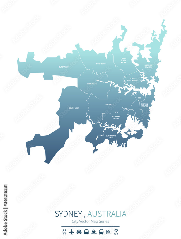 Obraz premium sydney map. australia city vector map. 