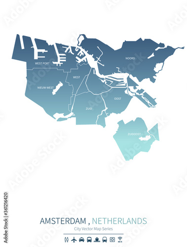 amsterdam map. netherlands city vector map. 