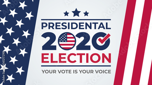 Election day. Vote 2020 in USA, banner design. Usa debate of president voting 2020. Election voting poster. Political election campaign photo