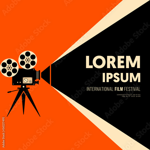 Movie and film poster design template background vintage retro style