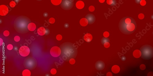 Light Red vector background with circles, stars. Glitter abstract illustration with colorful drops, stars. Pattern for wallpapers, curtains.