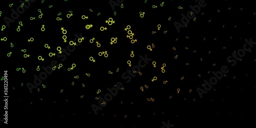 Dark Green, Yellow vector background with occult symbols.