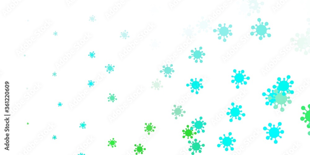 Light green vector background with covid-19 symbols.