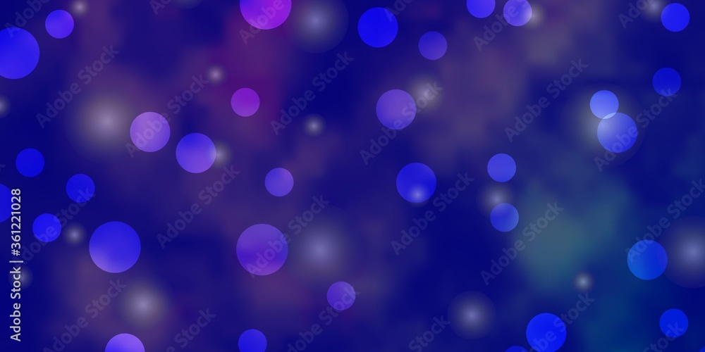 Light Purple vector pattern with circles, stars. Illustration with set of colorful abstract spheres, stars. New template for a brand book.