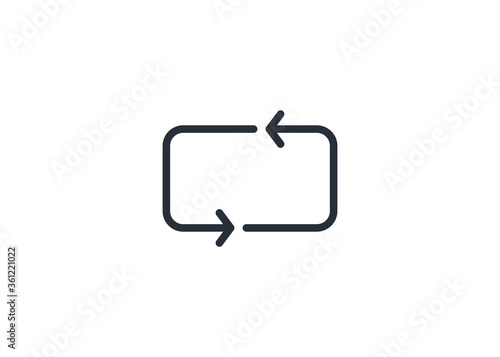 Repeat thin line icon set on white background, audio, music, flat, minimalistic. Technology icon.