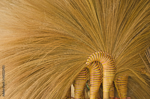 Line pattern details of grass broom close up