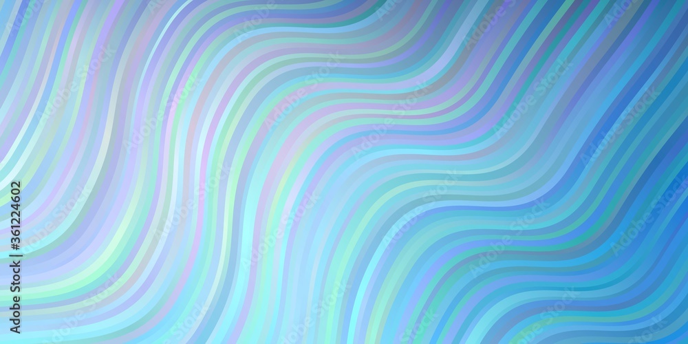 Light BLUE vector background with bent lines. Colorful abstract illustration with gradient curves. Best design for your posters, banners.