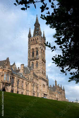 Glasgow, Scotland, 7th September 2013, Main building and tower of the University of Glasgow at Gilmorehill photo