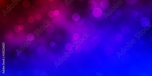 Dark Blue, Red vector template with circles. Illustration with set of shining colorful abstract spheres. Design for your commercials.