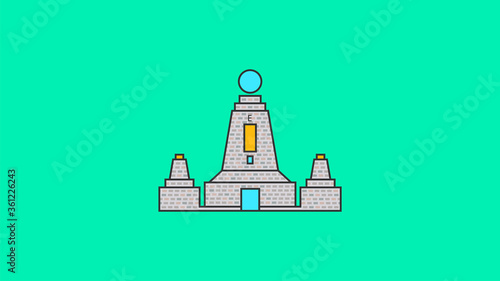 Outline Icon monument Ecuador Quito City Mitad del Mundo. Cityscape monument symbol building. Vector Illustration linear art design style. Business Travel and Tourism Concept  Historic Architecture.