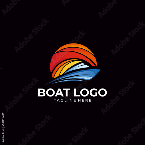 Creative Ship Concept Logo icon vector isolated Design Template