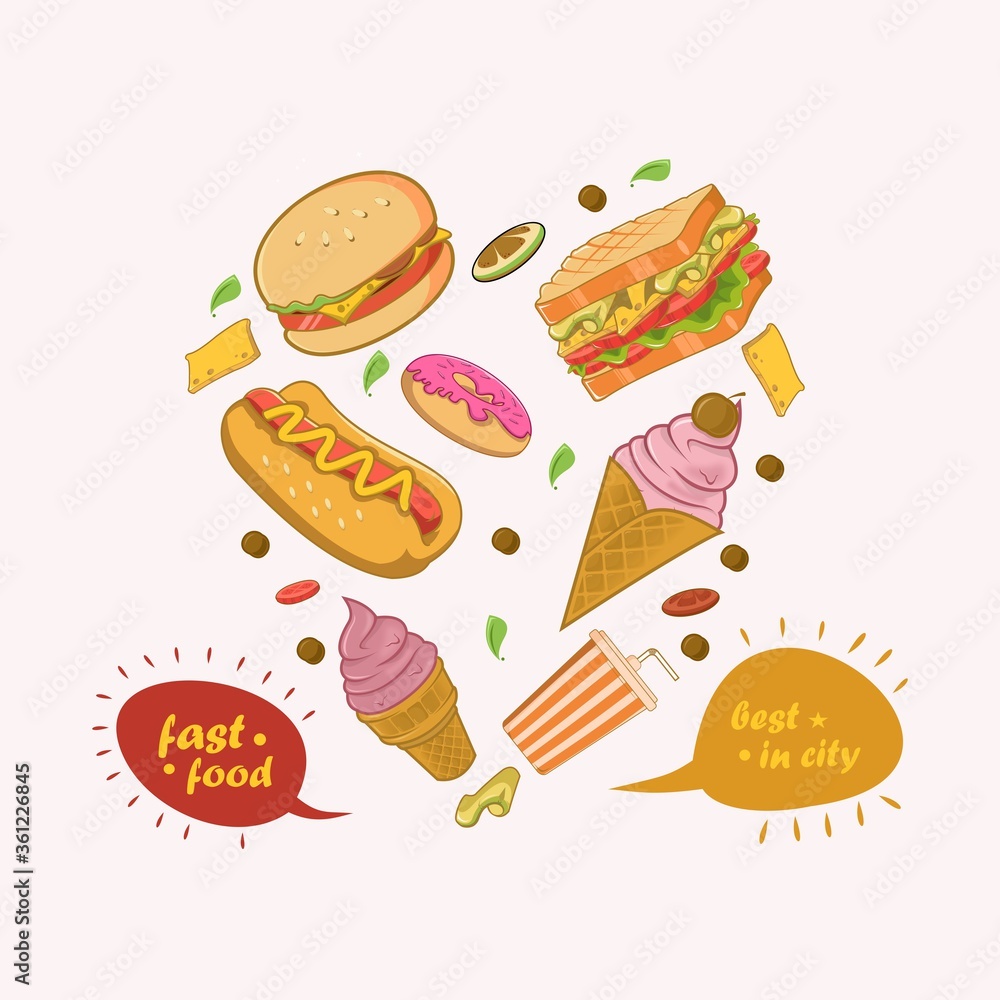 fast food best in city flat design fast food best in city flat design