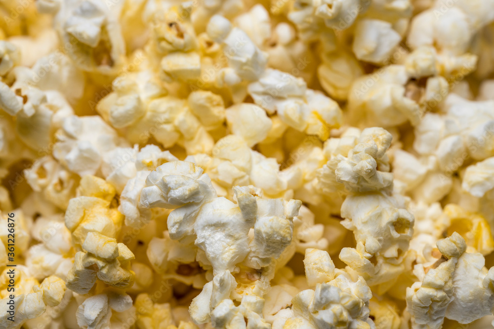 Close up of some buttery popcorn.