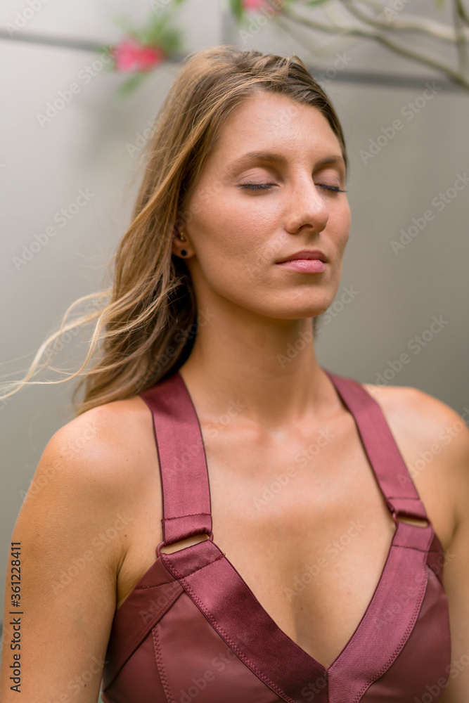 Fototapeta premium Portrait of woman with eyes closed
