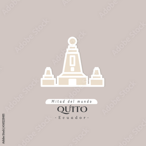 Outline Icon monument Ecuador Quito City Mitad del Mundo. Cityscape monument symbol building. Vector Illustration linear art design style. Business Travel and Tourism Concept Historic Architecture.