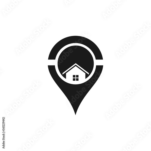 House Pin map symbol vector design. House locator vector logo design. Real estate pinpoint symbol