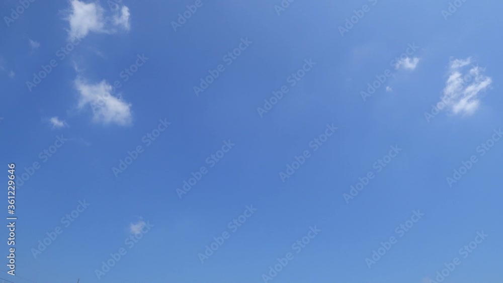 TimeLapse of Sunny clear blue sky background with beautiful minimal white cumulus clouds & fluffy cloudscape rolling on bright daylight horizon in tropical summer sunlight & sun rays, B-roll footage TimeLapse of Sunny clear blue sky background with beautiful minimal white cumulus clouds & fluffy cloudscape rolling on bright daylight horizon in tropical summer sunlight & sun rays, B-roll footage