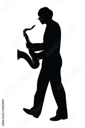 A musician with zaxophone silhouette vector