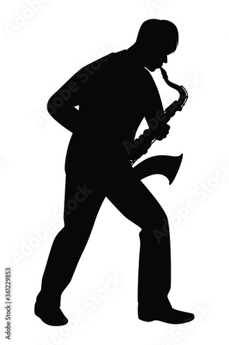 A musician with zaxophone silhouette vector