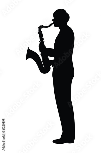 A musician with zaxophone silhouette vector