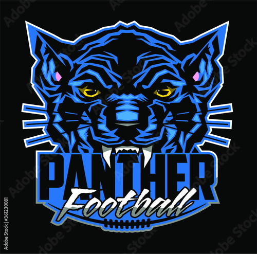 panther football team design with mascot and laces for school, college or league