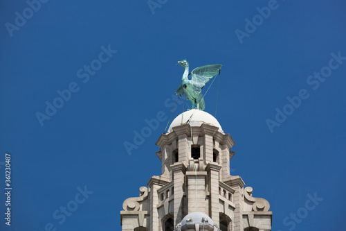 Vászonkép Liverpool, UK, 24th June 2014, Royal Liver Building again blue sky during the da