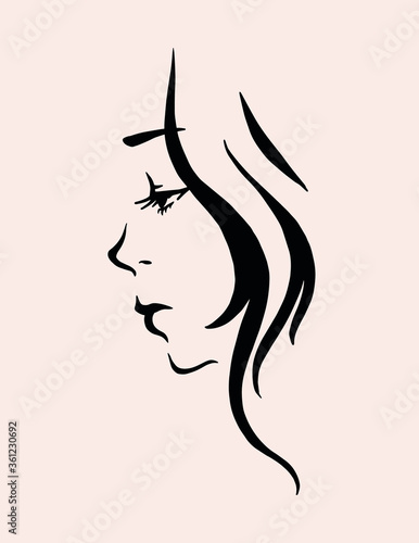 Feminine logo style artwork of a girl's side profile