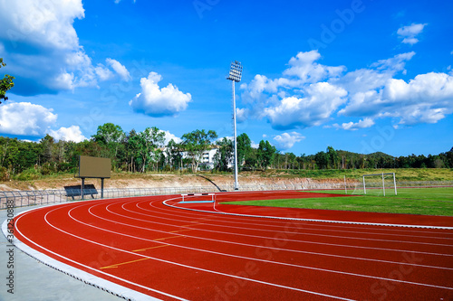 Athletic running track for running race. Sport and excercise concept. photo