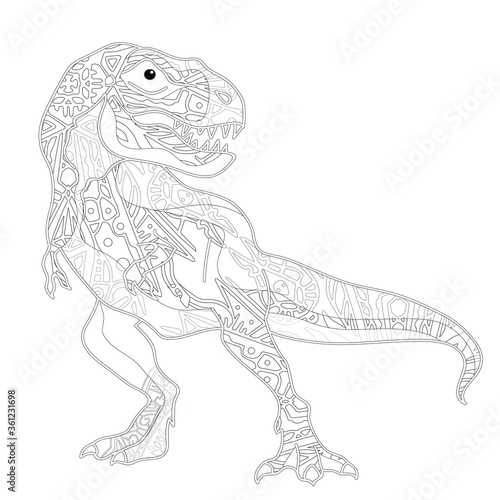 Spinosaurus Dinosaur. Dino Coloring Pages. Animal coloring book pages for Adults. © ahmed