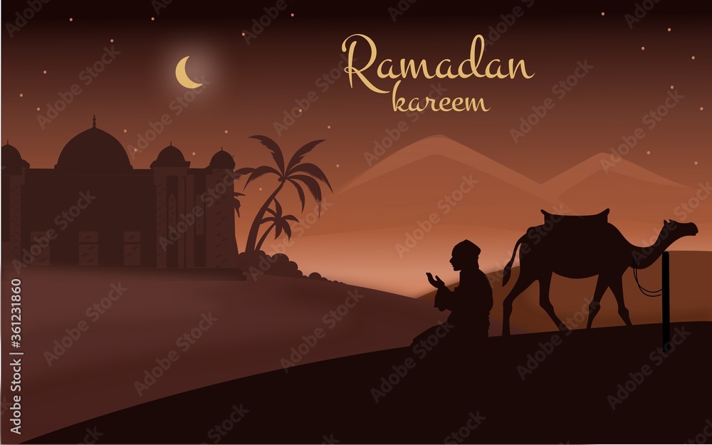Ramadan kareem or eid mubarak greeting background islamic