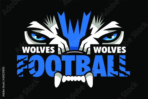 wolves football team design with mascot eye black for school, college or league