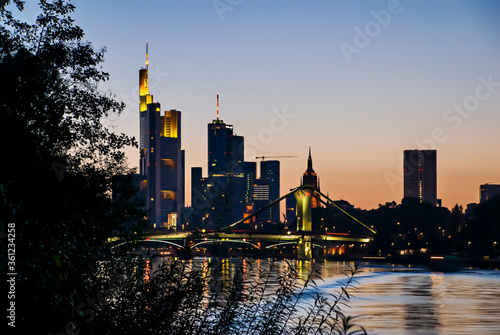 Down and skyline twilight photographed in Frankfurt am Main  Germany. Picture made in 2009.