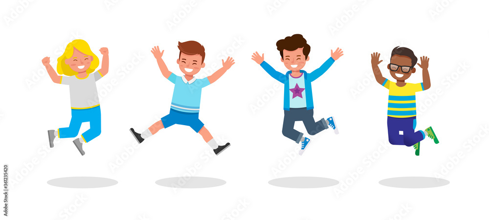 Happy kids jumping character vector design. Happy kids jumping character vector design.