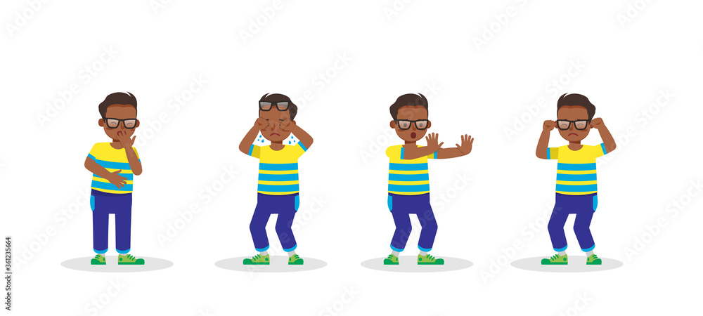 Fototapeta premium Kid character vector design presentation in various action.