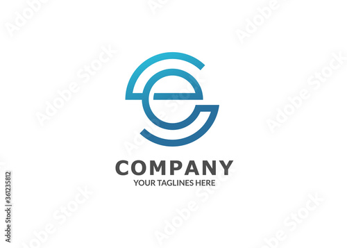 creative simple initial letter e lines color circle logo concept