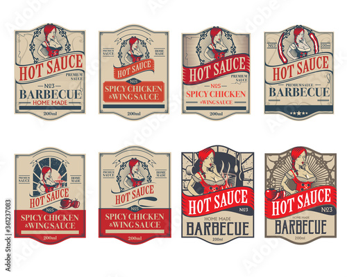 Hot Sauce label set vector
for food industry