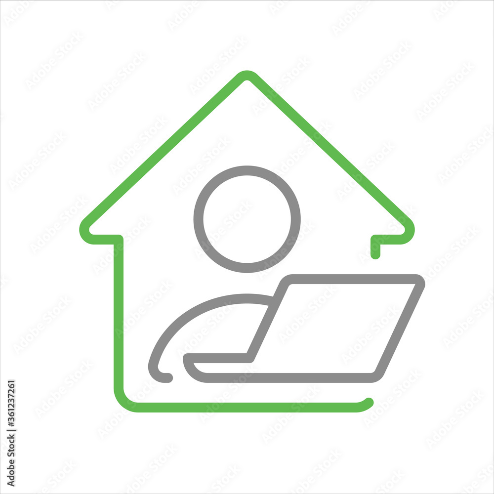 Remote job, home office, work from home. Vector line icon. Remote job, home office, work from home. Vector line icon.